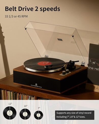 ANGELS HORN High Fidelity Bluetooth Vinyl Record Player with Built in Speakers & Record Weight Stabilizer Bundle in Saudi Arabia