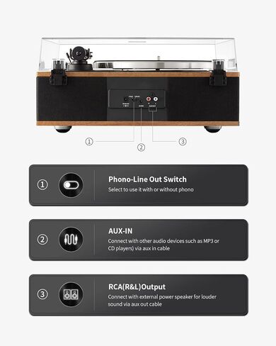 ANGELS HORN High Fidelity Bluetooth Vinyl Record Player with Built in Speakers & Record Weight Stabilizer Bundle in Saudi Arabia