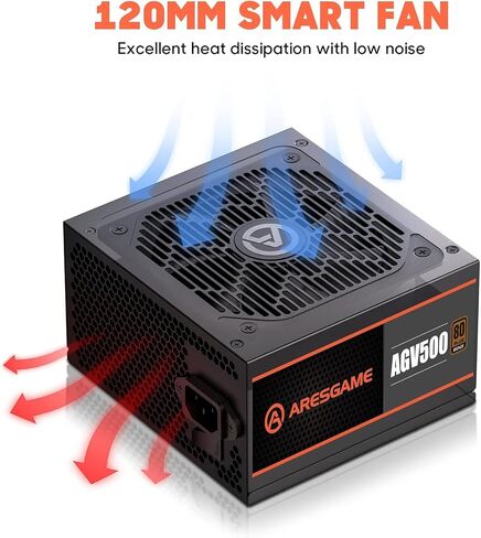 ARESGAME AGV Series 500W Power Supply, 80 Plus Bronze Certified, Non Modular Power Supply, 5 Year Warranty in Kuwait
