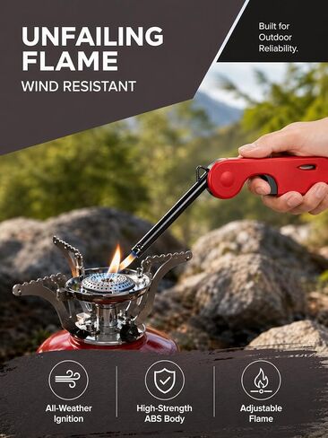 4 Pack Long Candle Lighters, (Fuel Not Included) Foldable Refillable Butane Lighters with Hook, Visible Fuel Window and Open Flame for Candles, Grill, Fireplace, Camping in Saudi Arabia