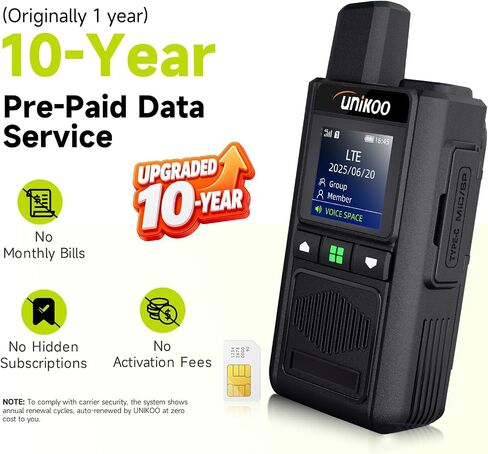 أجهزة راديو 4G LTE PoC، أجهزة اتصال لاسلكية ذات نطاق عالمي غير محدود، حزمة من أجهزة الراديو PTT ثنائية الاتجاه على المستوى الوطني، بيانات مجانية مدفوعة مسبقًا لمدة 10 سنوات، بطاقتي SIM، تنشيط ذاتي سريع ومكالمة جماعية رئيسية واحدة in Kuwait