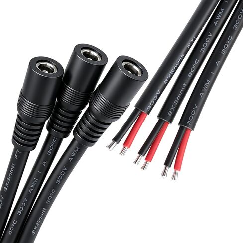 0.8FT 5.5mmx2.1mm 14AWG Pigtail Cable, 12V/24V Male Repair DC Power Cable DC5521 Connector, for CCTV Surveillance Camera, LED Strip Light, Storage Power Supply, Solar Panel(3-Pack) in Kuwait