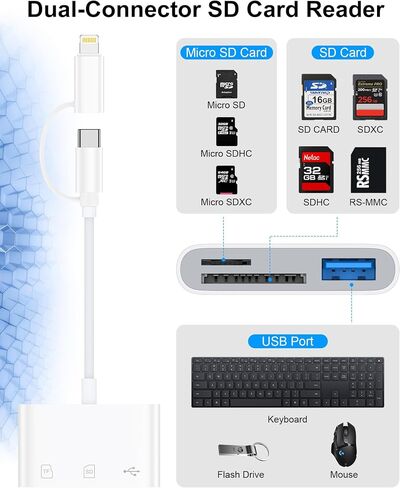 USB C SD Card Reader for iPhone 17e 17 Pro Max 16e 16 15, Camera Adapter in Saudi Arabia