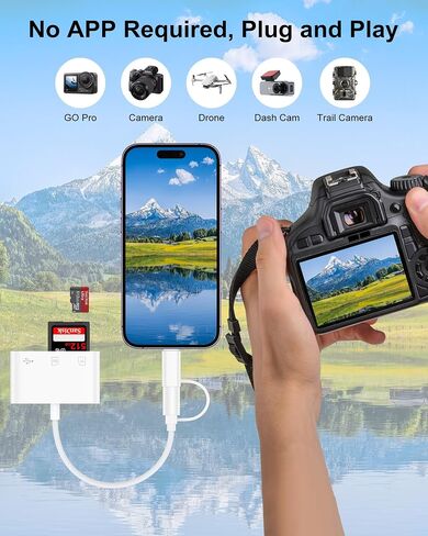 USB C SD Card Reader for iPhone 17e 17 Pro Max 16e 16 15, Camera Adapter in Saudi Arabia