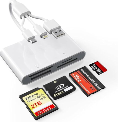 Memory Stick Pro Duo Adapter - 4 in 1 Memory Card Digital Camera Adapter for SD/Micro SD/MS/XD-Picture-Card, Sony Cybershot SD Memory Stick Pro Duo Reader for iPhone 17 16 15 14/Android/PC in Saudi Arabia