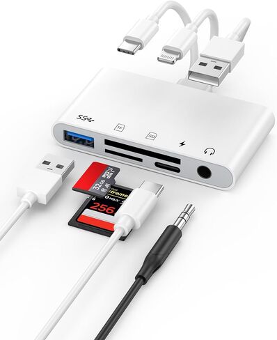 5-in-1 Memory Card Reader with OTG Adapter for iPhone 17 16 15 14 13 12 in Kuwait