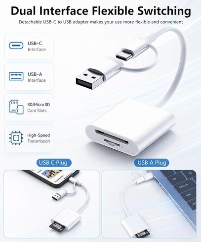 USB C SD Card Reader Micro SD Memory Card Adapter USB Digital Camera Viewer in Saudi Arabia