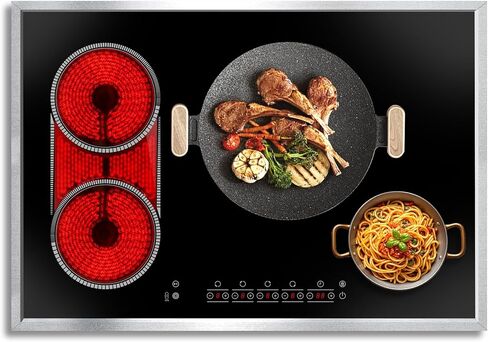 2 Burner Electric Cooktop 110V, Knob 12 Inch Electric Stove Top in Kuwait
