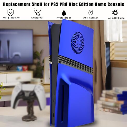 Cover Plates for PS5 Pro Disc Edition with Cooling Vent, PS5 Pro Faceplate ABS Hard Shockproof Anti-Scratch Dustproof Protective Plates, Replacement Side Shell Skin Case for PlayStation 5 Pro -Blue in Saudi Arabia