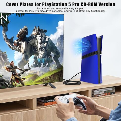 Cover Plates for PS5 Pro Disc Edition with Cooling Vent, PS5 Pro Faceplate ABS Hard Shockproof Anti-Scratch Dustproof Protective Plates, Replacement Side Shell Skin Case for PlayStation 5 Pro -Blue in Saudi Arabia