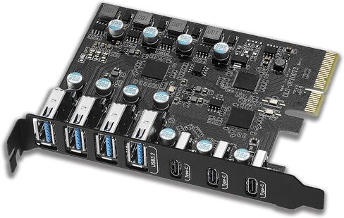 Sinefine 10Gbps PCIe USB 3.2/3.1 Gen 2 Card 7 Ports (3X Type USB C - 4 USB A) Expansion Card PCIe Card in Kuwait