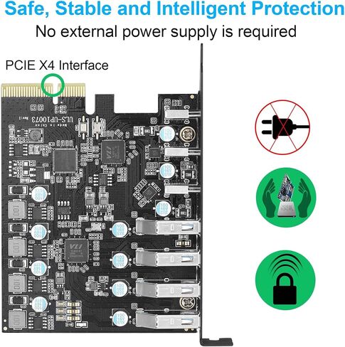 Sinefine 10Gbps PCIe USB 3.2/3.1 Gen 2 Card 7 Ports (3X Type USB C - 4 USB A) Expansion Card PCIe Card in Kuwait