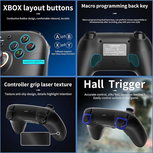 GiipGoop RG P01 Wireless Gaming Controller RG P01 Controllers Gamepad for PC Plug and Play Gaming Gamepad with Hall Effect/Triggers Joystick rg p01 Game Controller Switch/PC/Steam/Android/IOS(Black) in Kuwait