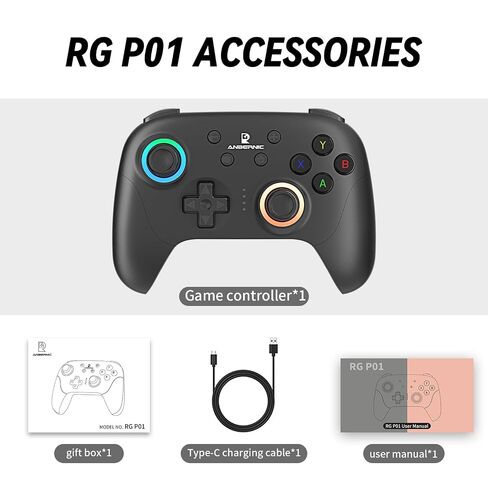 GiipGoop RG P01 Wireless Gaming Controller RG P01 Controllers Gamepad for PC Plug and Play Gaming Gamepad with Hall Effect/Triggers Joystick rg p01 Game Controller Switch/PC/Steam/Android/IOS(Black) in Kuwait