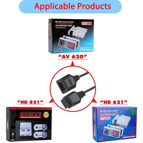 كابل تمديد وحدة التحكم 9 دبوس لـ AV 620 HD 621 HD 821 وحدة تحكم الألعاب الكلاسيكية الرجعية التوصيل والتشغيل السلكية لوحدة تحكم ألعاب الفيديو كابل تمديد لوحة الألعاب 5.8FT 2-Pack أسود in Kuwait