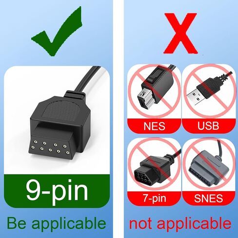 كابل تمديد وحدة التحكم 9 دبوس لـ AV 620 HD 621 HD 821 وحدة تحكم الألعاب الكلاسيكية الرجعية التوصيل والتشغيل السلكية لوحدة تحكم ألعاب الفيديو كابل تمديد لوحة الألعاب 5.8FT 2-Pack أسود in Kuwait