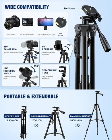 Vlogging Kit for iPhone/Android, TikTok YouTube Starter Kit for Video Recording with Magnetic Wireless Microphone, Full Size Camera Tripod, Table Tripod, RGB Fill Light, Content Creator Essentials in Saudi Arabia