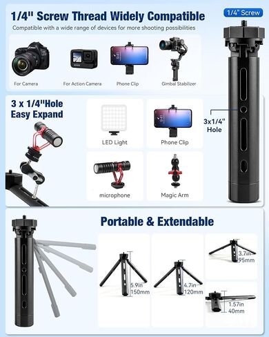 Vlogging Kit for iPhone/Android, TikTok YouTube Starter Kit for Video Recording with Magnetic Wireless Microphone, Full Size Camera Tripod, Table Tripod, RGB Fill Light, Content Creator Essentials in Saudi Arabia