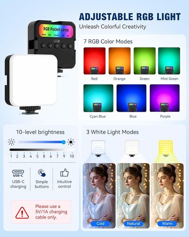 Vlogging Kit for iPhone/Android, TikTok YouTube Starter Kit for Video Recording with Magnetic Wireless Microphone, Full Size Camera Tripod, Table Tripod, RGB Fill Light, Content Creator Essentials in Saudi Arabia