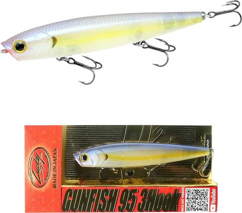 LUCKY CRAFT Gunfish 95 3 Hook Freshwater Fishing Lures and Bait for Bass Fish, Topwater Fish Line, Surface Bait with Treble Hooks, Fishing Gear for Tackle Box in Saudi Arabia