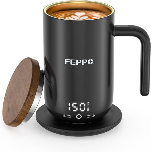 FEPPO Coffee Mug Warmer, 16oz Heated Coffee Mug with Titanium Coating in Kuwait