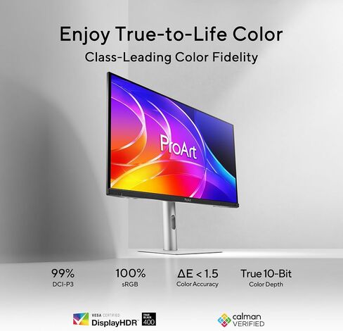 ASUS ProArt Display 27" 4K OLED USB-C Professional Monitor (PA279CDV) – QD-OLED, 120Hz, HDR10, 99% DCI-P3, ΔE < 1.5, Calman Verified, USB-C (96W PD), AutoKVM, Ergonomic Stand, Mac, 3yr Warranty in Saudi Arabia