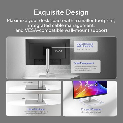 ASUS ProArt Display 27" 4K OLED USB-C Professional Monitor (PA279CDV) – QD-OLED, 120Hz, HDR10, 99% DCI-P3, ΔE < 1.5, Calman Verified, USB-C (96W PD), AutoKVM, Ergonomic Stand, Mac, 3yr Warranty in Saudi Arabia