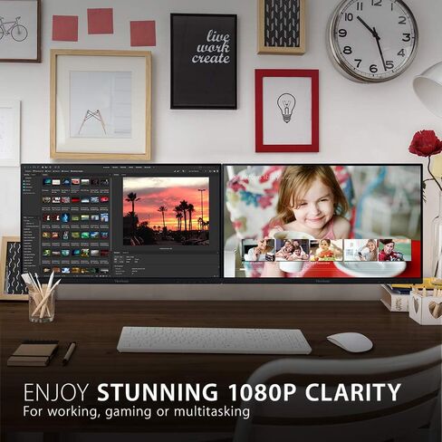 ViewSonic VA2456A-MHD_H2 24 Inch 1080p Dual Pack Head-Only Monitors, IPS Display with 120Hz for Dual-Screen Home and Office Setups, HDMI, DisplayPort, and VGA Inputs in Saudi Arabia