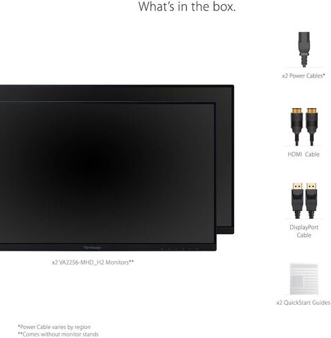 ViewSonic VA2456A-MHD_H2 24 Inch 1080p Dual Pack Head-Only Monitors, IPS Display with 120Hz for Dual-Screen Home and Office Setups, HDMI, DisplayPort, and VGA Inputs in Saudi Arabia