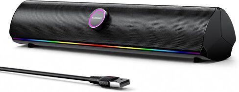 Computer Speakers for Desktop PC, Gaming Speakers with Single USB for Power and Stereo Sound, Bluetooth 5.4 PC Sound Bar with Bass Boost, RGB Light & Touch Buttons, USB Speakers for Music in Saudi Arabia