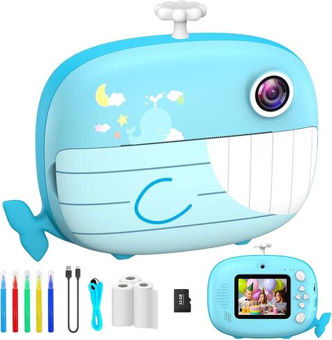 Kids Camera Instant Print 12MP Instant Camera Ink Free Printing Camera for Boys Grils Aged 3-10 Selfie Camera for Kids 3-12 Year Old Boys Girls Gifts Blue in Saudi Arabia