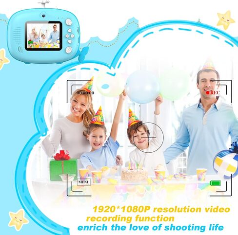 Kids Camera Instant Print 12MP Instant Camera Ink Free Printing Camera for Boys Grils Aged 3-10 Selfie Camera for Kids 3-12 Year Old Boys Girls Gifts Blue in Saudi Arabia