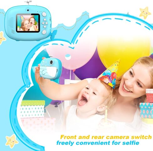 Kids Camera Instant Print 12MP Instant Camera Ink Free Printing Camera for Boys Grils Aged 3-10 Selfie Camera for Kids 3-12 Year Old Boys Girls Gifts Blue in Saudi Arabia
