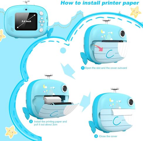 Kids Camera Instant Print 12MP Instant Camera Ink Free Printing Camera for Boys Grils Aged 3-10 Selfie Camera for Kids 3-12 Year Old Boys Girls Gifts Blue in Saudi Arabia