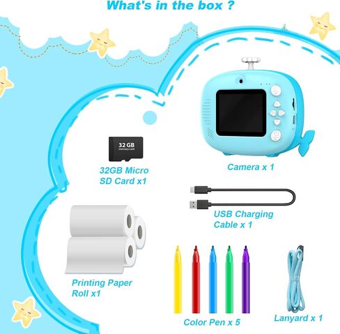 Kids Camera Instant Print 12MP Instant Camera Ink Free Printing Camera for Boys Grils Aged 3-10 Selfie Camera for Kids 3-12 Year Old Boys Girls Gifts Blue in Saudi Arabia