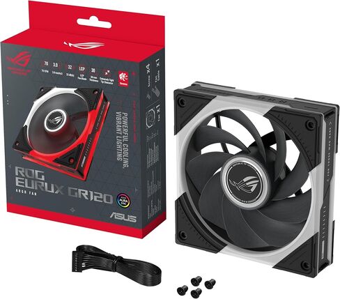 ASUS ROG Eurux GR120 ARGB Reverse PWM Fan Single Pack 120mm PWM, 2200RPM, Patented Daisy-Chain, Custom Lighting Effects in Saudi Arabia