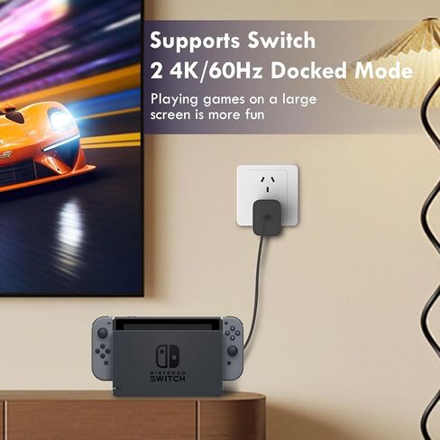60W Switch 2 Charger with USB-C Fast Charger for Nintendo Switch 2 - Support PD and QC 3.0,Extra Long 5FT Charging Cable, Support 4K TV Dock Mode,Replacement for Switch 2 Official Charger in Kuwait