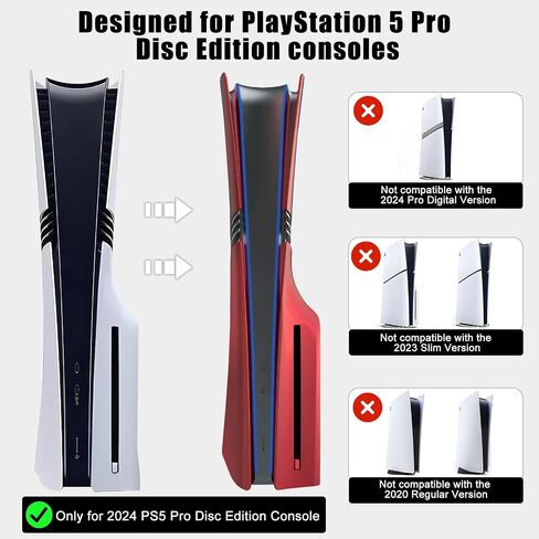 Faceplate for PS5 Pro Drive Edition, PS5 Pro Cover Face Plates ABS Hard Shockproof Anti-Scratch Dustproof Protective Skin Shell Accessories for PlayStation 5 Pro Console CD-ROM Version -Red in Saudi Arabia