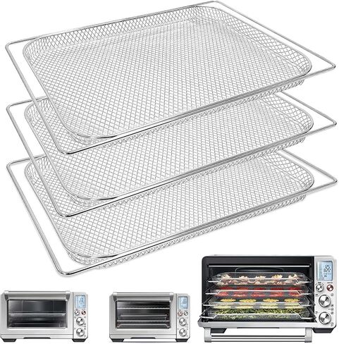 GCQ Smart Oven Air Fryer Pro Accessories for Breville BOV900BSS BOV950BSS, 3 Pieces Set 16.5"D x 11.8"W x 0.5"H Food Grade Steel Dehydrate Mesh Baskets Tray for Breville Air Fryer Toaster Oven in Saudi Arabia