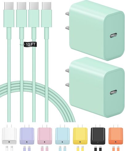 iPhone 17 16 15 Charger Fast Charging USB C Charger Block 2-Pack Type C Chargers iPhone 17 Chargers 6FT Cord for iPhone 17/17 Plus/17 Pro/17 Pro Max/16/16 Plus/16 Pro/16 Pro Max/15/15 Pro Max in Kuwait