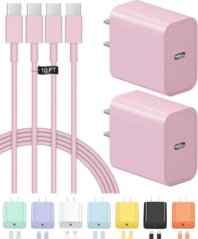 iPhone 17 16 15 Charger Fast Charging USB C Charger Block 2-Pack Type C Chargers iPhone 17 Chargers 6FT Cord for iPhone 17/17 Plus/17 Pro/17 Pro Max/16/16 Plus/16 Pro/16 Pro Max/15/15 Pro Max in Kuwait