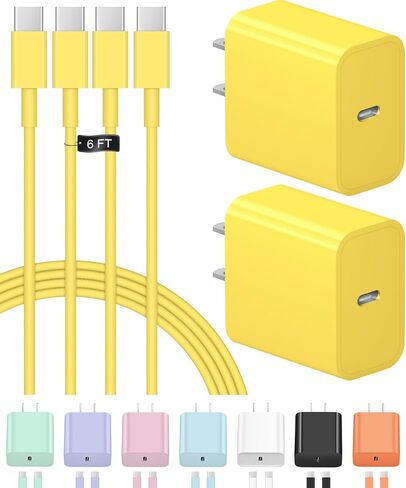 iPhone 17 16 15 Charger Fast Charging USB C Charger Block 2-Pack Type C Chargers iPhone 17 Chargers 6FT Cord for iPhone 17/17 Plus/17 Pro/17 Pro Max/16/16 Plus/16 Pro/16 Pro Max/15/15 Pro Max in Kuwait