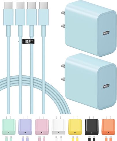 iPhone 17 16 15 Charger Fast Charging USB C Charger Block 2-Pack Type C Chargers iPhone 17 Chargers 6FT Cord for iPhone 17/17 Plus/17 Pro/17 Pro Max/16/16 Plus/16 Pro/16 Pro Max/15/15 Pro Max in Kuwait