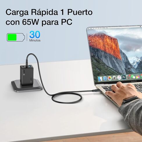 1Hora 65W GaN Fast Charger, 3-Port USB C Charger with 6.6ft Type C to C Cable, Compatible for iPhone 15/14/13/12/11,MacBook Pro/Air, iPad Pro,Galaxy S23, Laptops,Tablets,Foldable Plug Charger Block in Saudi Arabia