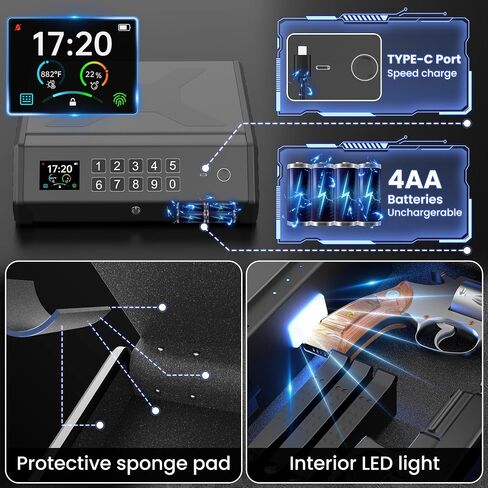 Biometric Gun Safe with LCD Display, Fingerprint Pistol Safe in Saudi Arabia