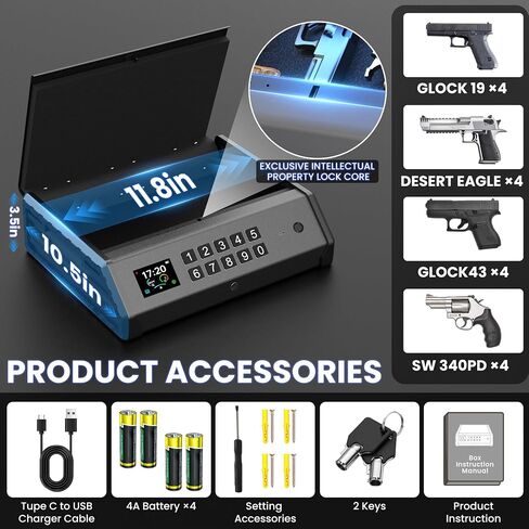 Biometric Gun Safe with LCD Display, Fingerprint Pistol Safe in Saudi Arabia