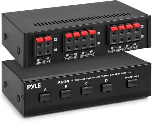 مفتاح اختيار مكبر الصوت 4 مناطق من Pyle - مفاتيح A/B/C/D لتركيبات أمبير عالية الطاقة متعددة القنوات - مركز توزيع الصوت - يدعم ما يصل إلى 4 أزواج من مكبرات الصوت المحولة - PSS4.2 in Kuwait