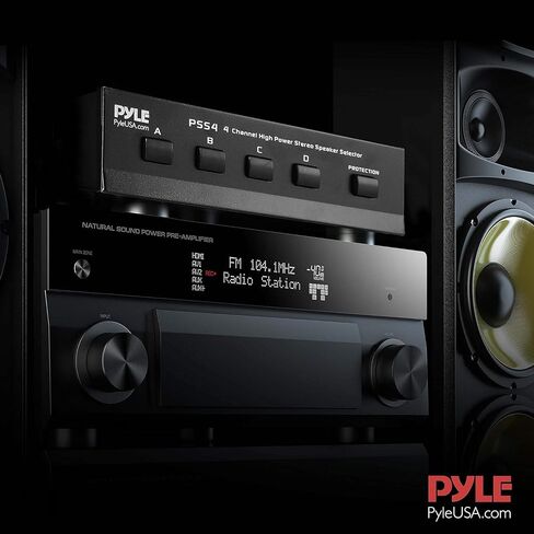 مفتاح اختيار مكبر الصوت 4 مناطق من Pyle - مفاتيح A/B/C/D لتركيبات أمبير عالية الطاقة متعددة القنوات - مركز توزيع الصوت - يدعم ما يصل إلى 4 أزواج من مكبرات الصوت المحولة - PSS4.2 in Kuwait