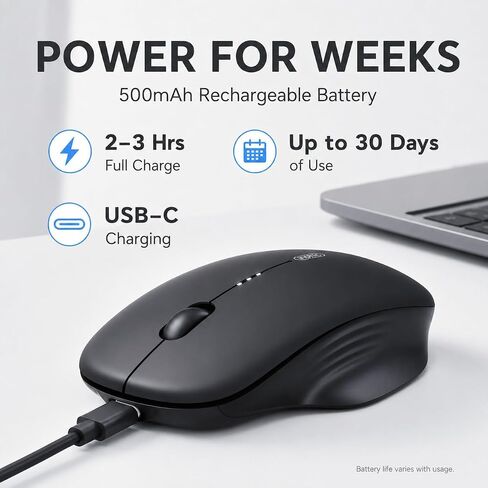 INPHIC Wireless Mouse for Laptop, 2.4G Rechargeable Computer Mouse 2400DPI in Kuwait