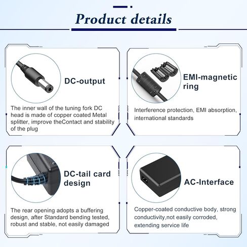 15V 4A 60W AC/DC Adapter, Universal Power Supply with 5 Selectable DC Tips, 5.5x2.5mm Main Plug, 100-240V Worldwide Input for Car Jump Starter, Soundbar, LED Ring Light, Security Camera in Saudi Arabia
